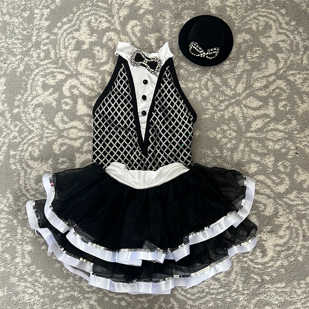 Black & White Tuxedo Ballet Tutu Costume with Hat